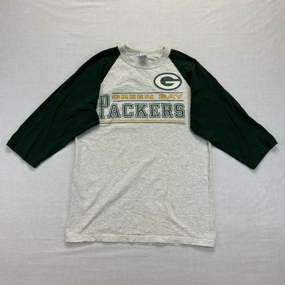 Vintage 90s Green Bay Packers T-Shirt Men's Large Gray Green Half Sleeve NFL USA